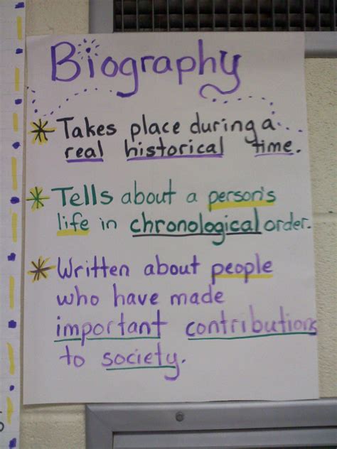 Biography Anchor Chart Writing Skills Reading Anchor Charts Anchor