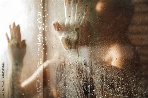 Sexy Couple Hugging And Taking Shower With Loofah In Cabin Stock Foto Adobe Stock