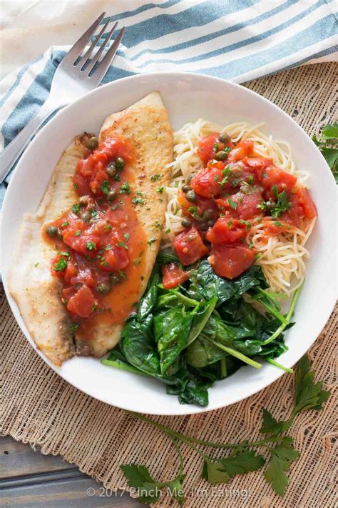 Fresh tomatoes and fresh basil make this light and tasty whether served over pasta or spaghetti squash. 20-Minute Tilapia with Tomatoes and Capers | Pinch me, I'm ...