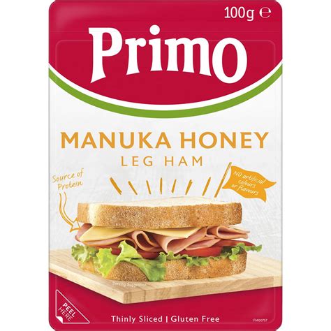 Primo Manuka Honey Sliced Leg Ham 100g Woolworths