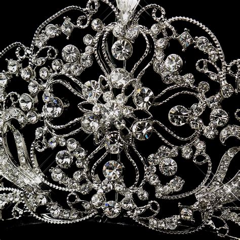 Antique Silver Rhodium Royal Bridal Tiara Elegant Bridal Hair Accessories