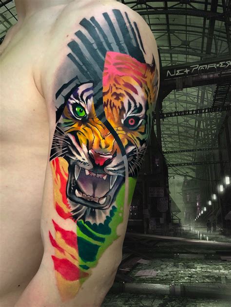 Watercolour Tattoo Men Watercolor Tiger Tiger Tattoo Sleeve Sleeve