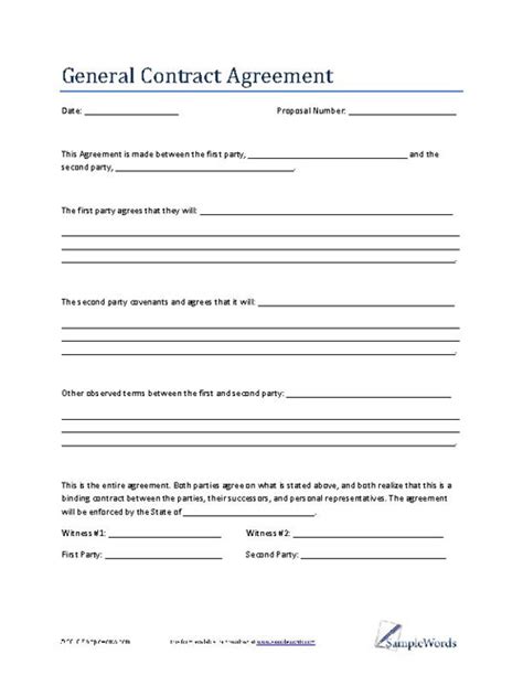 Simple Contract Agreement Templates Contract Agreement Forms
