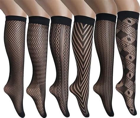 Andibeiqi Pairs Womens Stay Up Knee High Patterned Trouser Socks