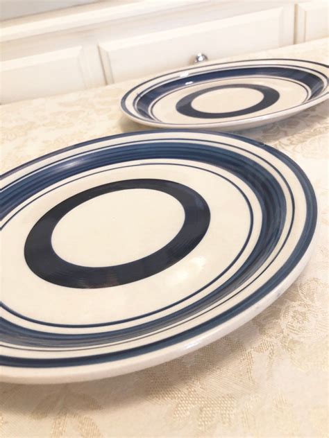 Royal Norfolk Blue Circular Dinner Plates Rough Stoneware Dinner Plates