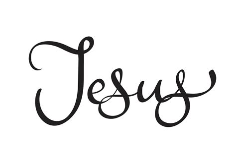 Jesus Text On White Background Calligraphy Lettering Vector