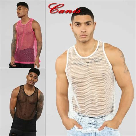 Sexy Men S Mesh Sheer Fishnet Tank Tops Newest Fashion Gym Muscle