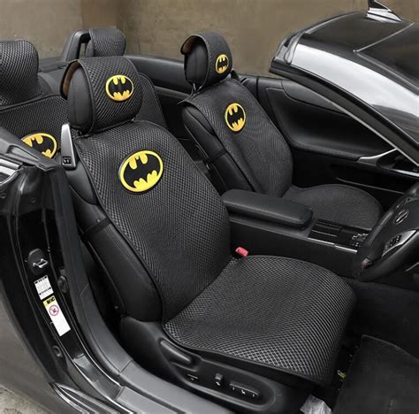 23697 Top Icesilk Fashion Batman Car Seat Covers Pads Automobile Seat Cushions 6pcs Black