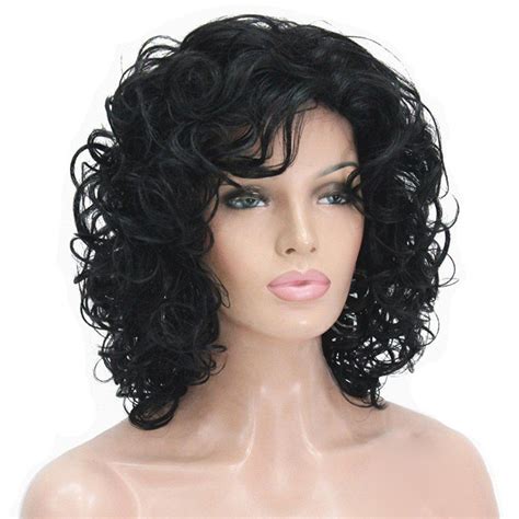27 Off Short Inclined Bang Shaggy Curly Synthetic Wig Rosegal