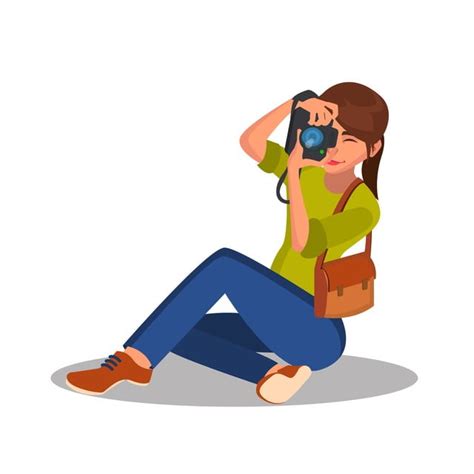 Photographer Girl Vector Photographic Camera Reporter Journalist