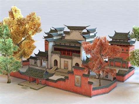 Chinese Monastery 3d Model 3ds Max Files Free Download Modeling 38228