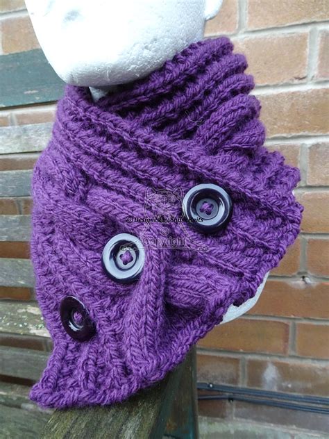 Purple Neck Warmer Knitted Neck Warmer Button Neck Scarf Etsy Uk