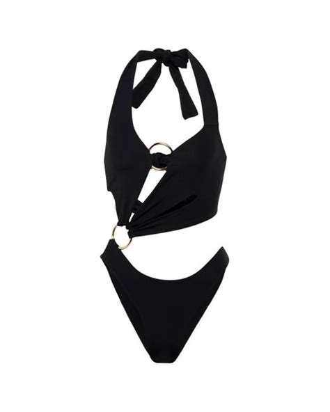 Louisa Ballou Synthetic Cutout Swimsuit In Black Lyst