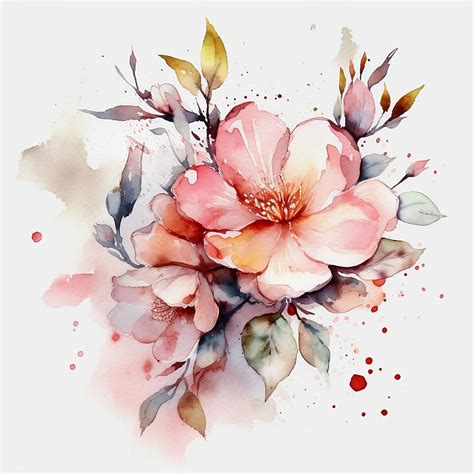 Wall Art Print Pink Flowers Watercolor Painting Europosters