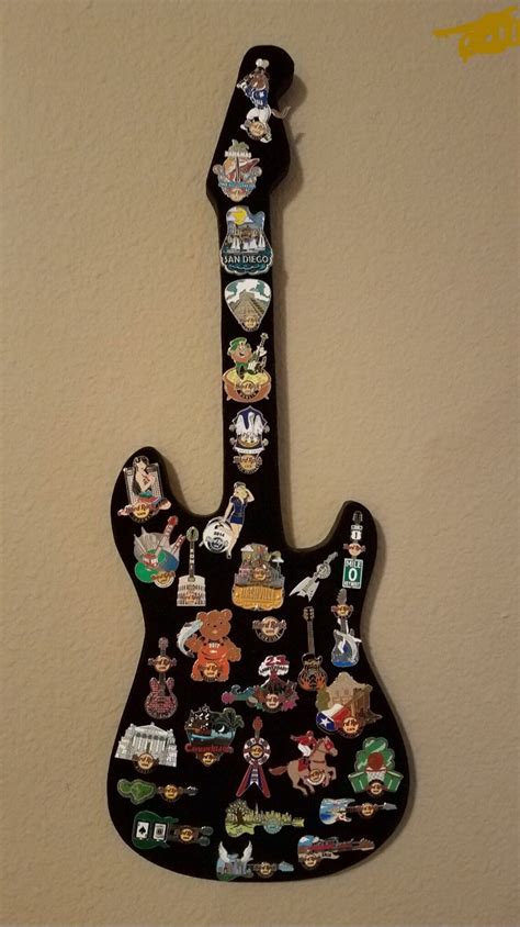 Hard Rock Cafe Guitar Shaped Pin Display Board Etsy