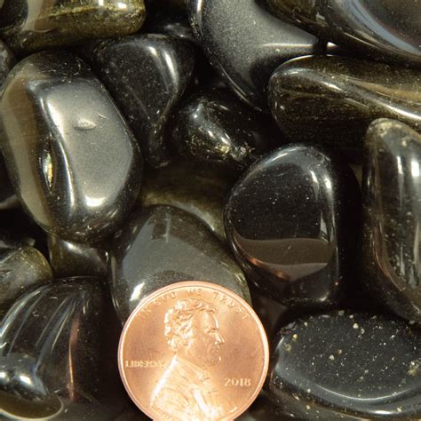Golden Sheen Obsidian Tumbled Stones 1 Mexico Garys Gem Garden