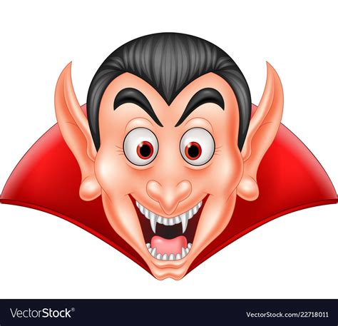 Cartoon Vampire Head Isolated On White Background Vector Image