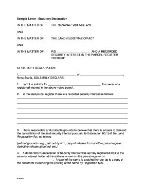 In the province of ontario. Example Of Statutory Declaration Letter