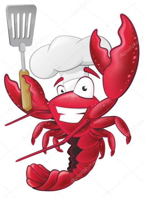 Cute Lobster Chef Character Holding A Spatula — Stock Vector