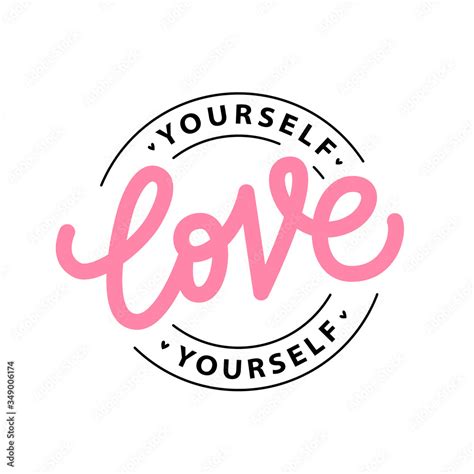 Vecteur Stock Love Yourself Logo Stamp Quote Self Care Single Word