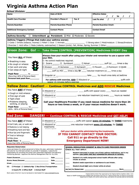 An asthma action plan may also be called an asthma management plan. Asthma Action Plan Example - Fill Out and Sign Printable ...