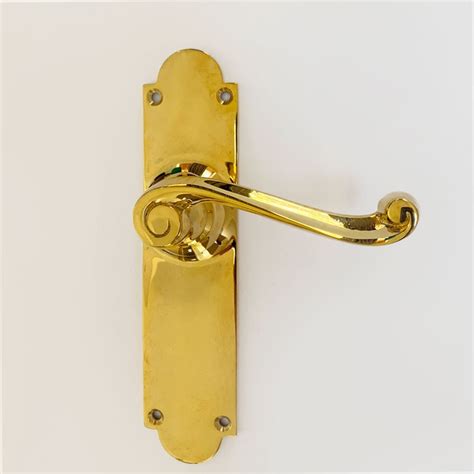 Aston Victorian Scroll Door Handles Polished Brass Unlacquered