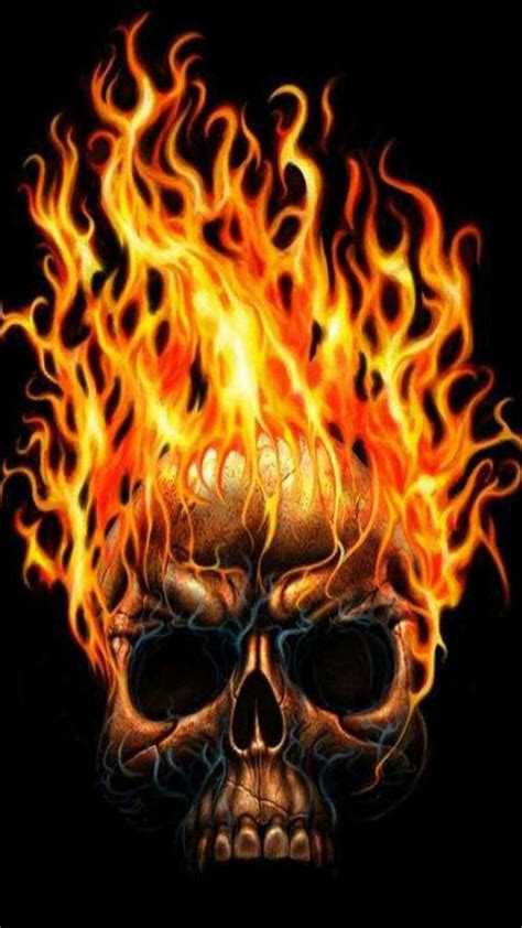 Flaming Skull Skull Wallpaper Skull Fire Skull Art