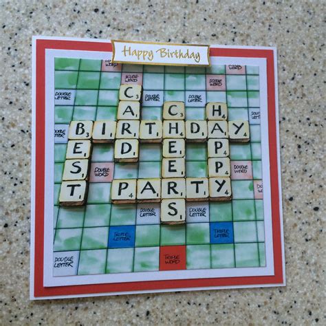 Handmade Happy Birthday 3d Decoupage Scrabble Board Card Etsy