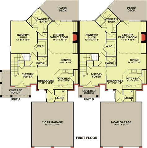 2 Story Townhouse Floor Plans With Garage Floorplansclick
