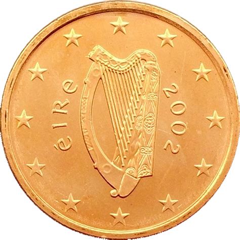 2002 Ireland 2 Cents Euro Double Die Obverse Error Uncirculated Coin
