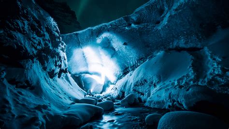 Wallpaper Id 5963 Cave Tunnel Ice Glow Blue 4k Free Download