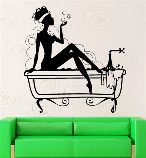 Hot Sexy Girl Vinyl Decal Bathroom Woman Wash Bath Wall Stickers Decal
