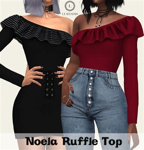 Noela Ruffle Top At Lumy Sims Sims 4 Updates