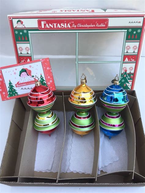 Christopher Radko Fantasia Spin Tops Christmas Ornaments In Box
