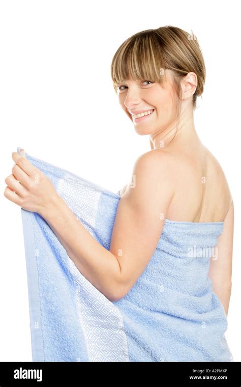 Woman Wearing Towel Stock Photo Alamy