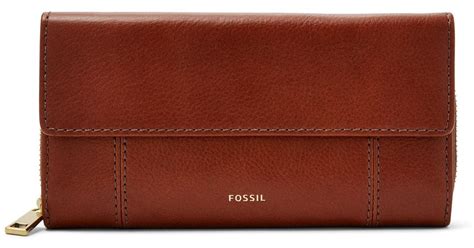 Fossil Jori Rfid Flap Clutch Wallet Medium Brown In Brown Lyst