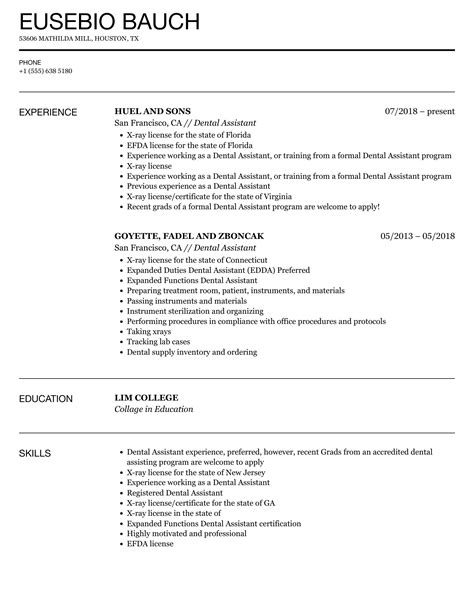Free Dental Resume Templates Of Dental Assistant Resume Template Free SexiezPicz Web Porn