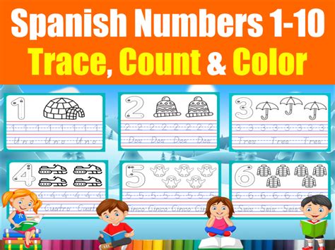 Spanish Numbers 1 10 Winter Theme Handwriting Worksheet For Early