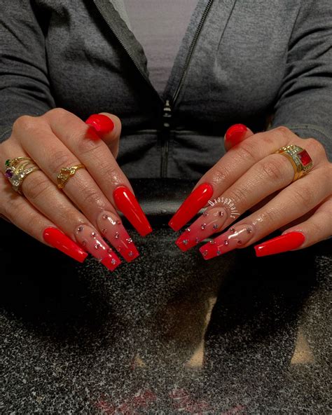 Red Acrylic Nails In 2021 Red Acrylic Nails Valentines Nails Long
