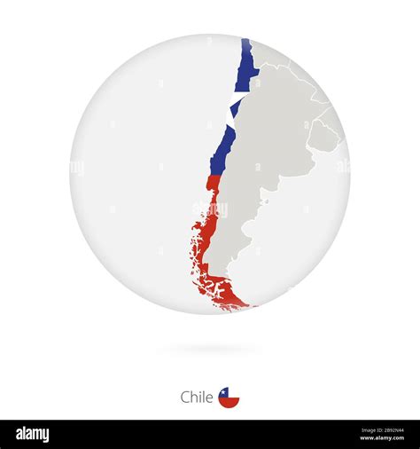 Map Of Chile And National Flag In A Circle Chile Map Contour With Flag