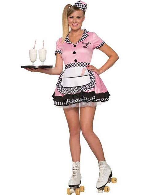 Fancy Dress Clothes 50s Diner Girl Costume Ladies 1950s 50s Rock N Roll Grease Waitress Fancy