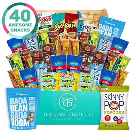 The Care Crate 40 Piece Healthy Snacks Care Package Assorted Variety Pack Bulk Food Box For