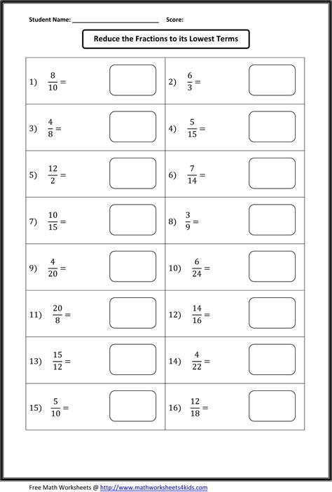 Worksheet Works Answers Fractions