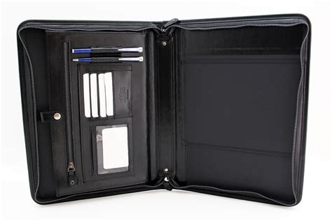 Zippered Portfolio Business Padfolio Leather Pocket Folder Organizer