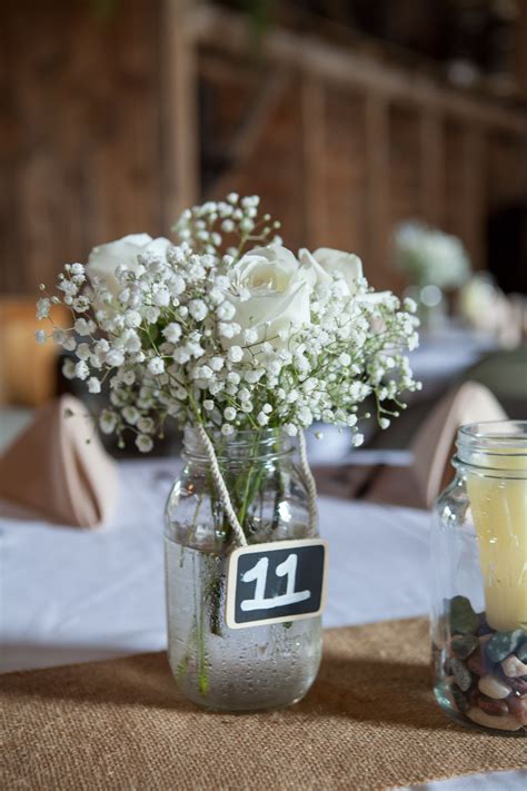 White Rose And Babys Breath Centerpiece White Rose Centerpieces