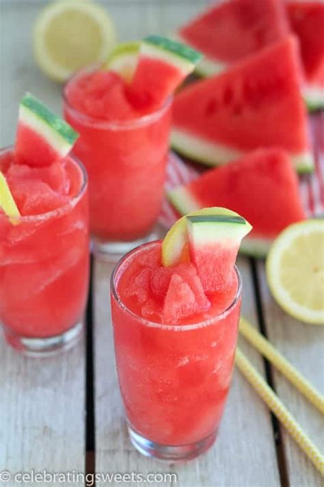 Lemonade Slushie With Frozen Watermelon Celebrating Sweets