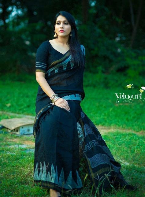 Indian Tv Anchor Model Rashmi Gautam Photo Shoot In Black Saree Black