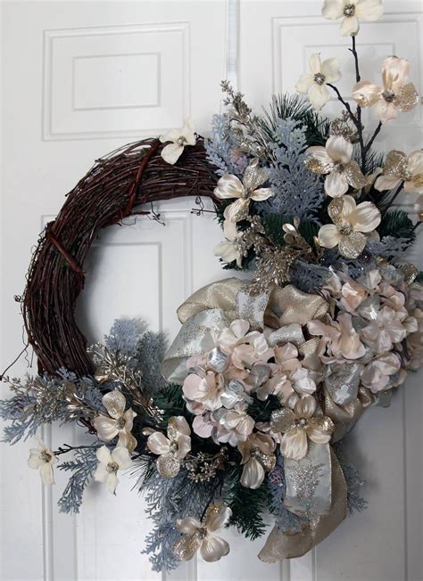 Elegant Christmas Wreaths For Front Door Winter Hydrangea Etsy