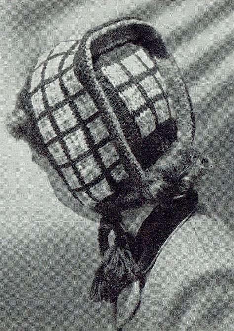 pdf vintage 1950s girl hat knitting pattern bonnet dutch cap etsy girl with hat knitted