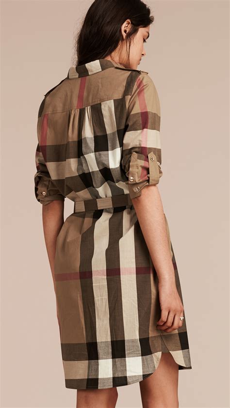 Burberry Check Cotton Shirt Dress In Brown Lyst